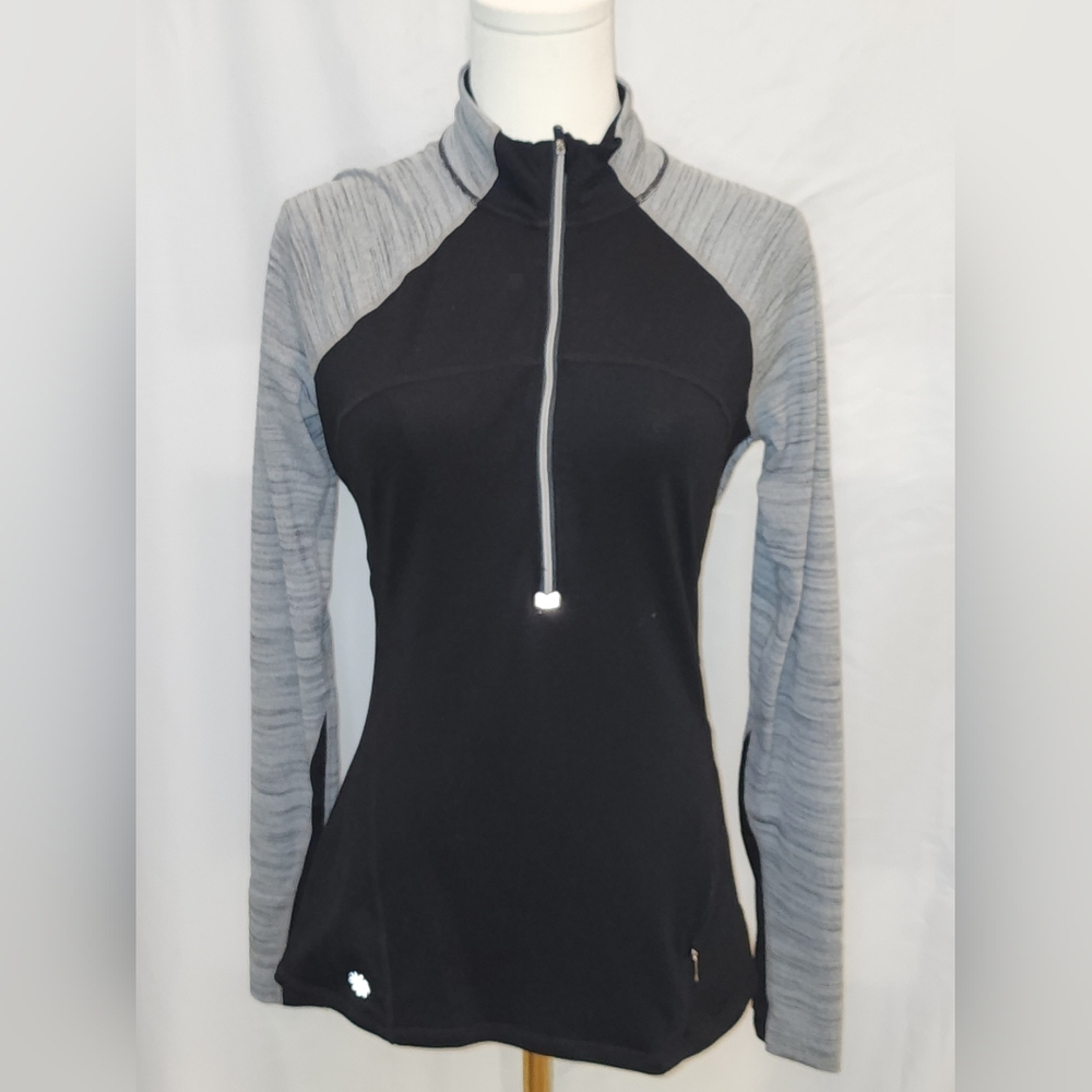 Athleta Black and Gray Quarter-Zip Sweatshirt